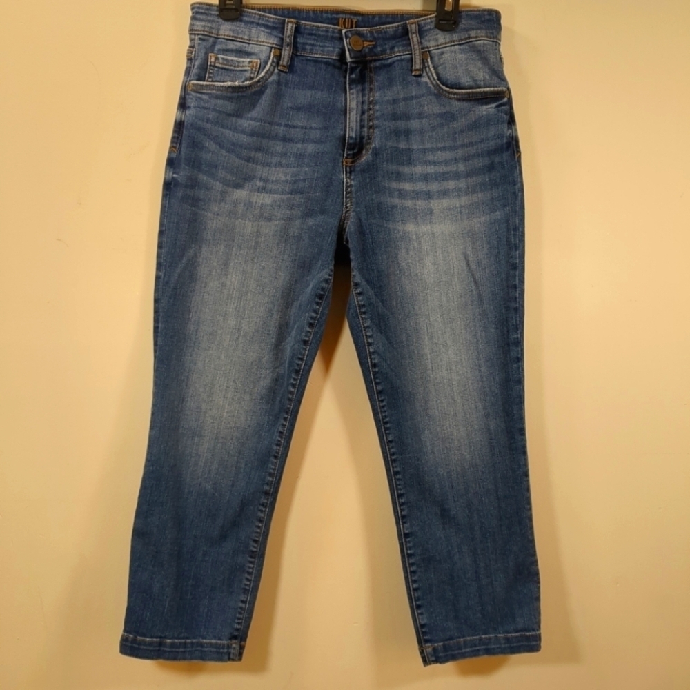 Kut Women's High Rise Crop Straight Leg Jeans Size 8